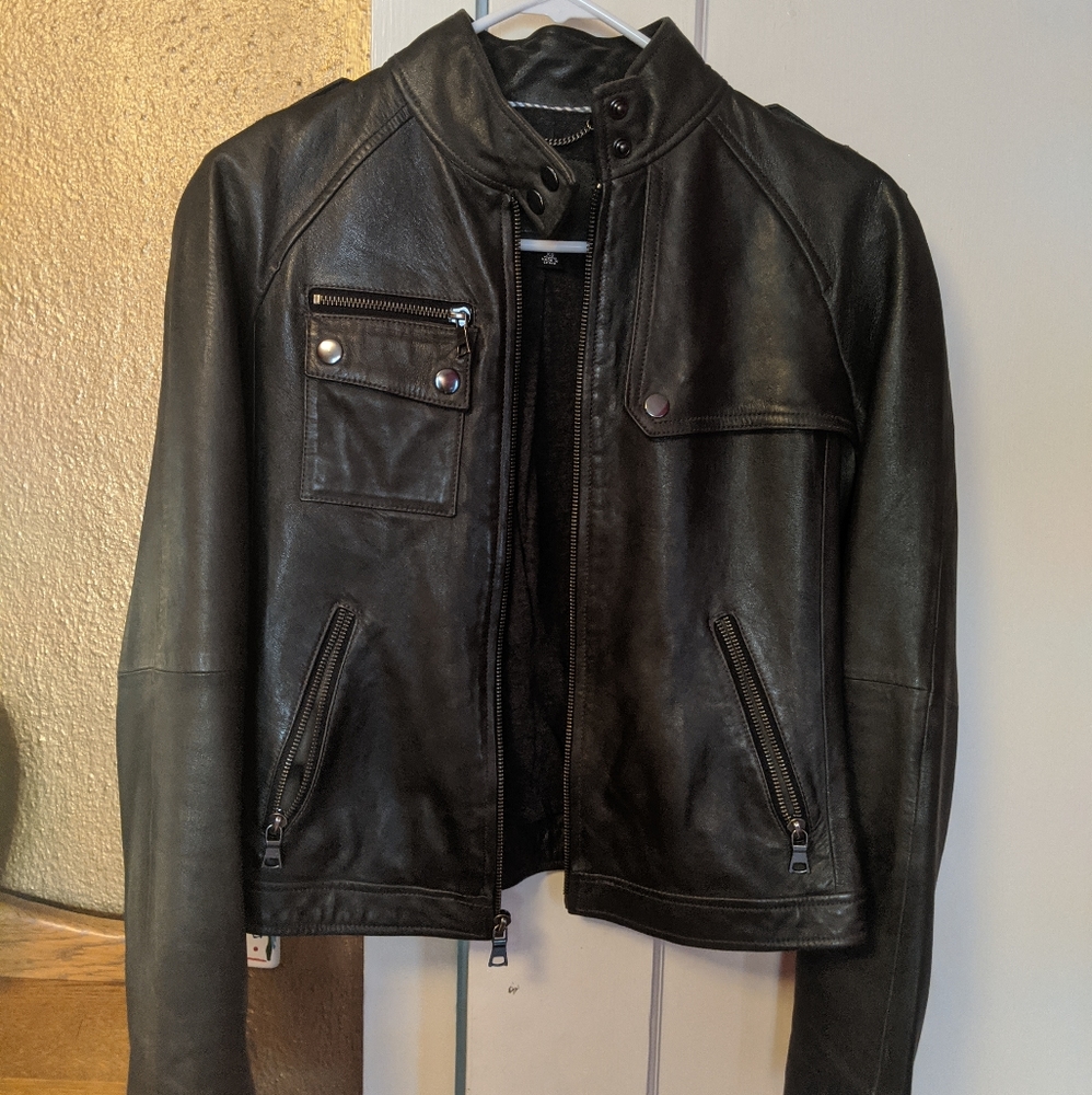 Black leather banana republic Moto jacket